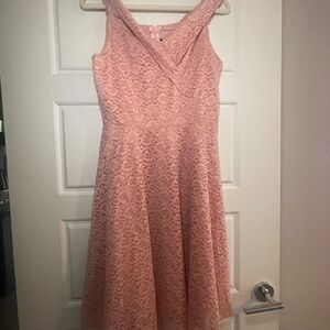 Elegant Sleeping Beauty-inspired Pink Lace Dress